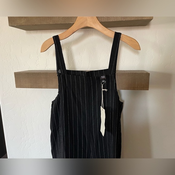 Joah Premium| Black Striped Wide-Leg Jumpsuit, Overall Straps, Size L•••… - Picture 4 of 12